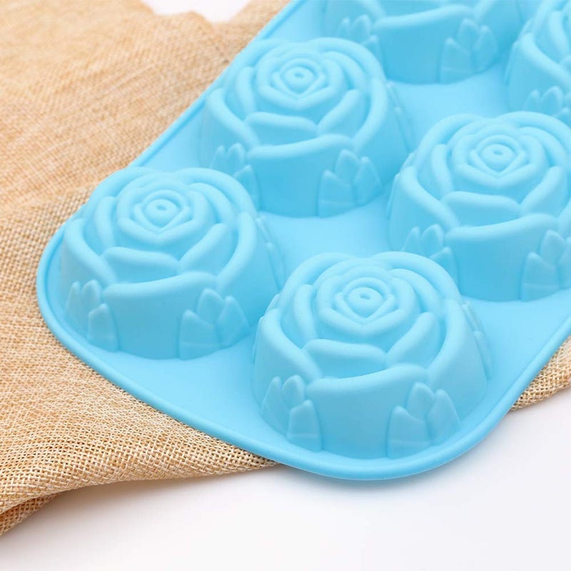 homEdge 6-Cavity Silicone Flowers Shaped Mold, Set of 3PCS Non Stick Silicone Jumbo Rose Mold for Candy Chocolate Jelly, Ice Cube â€“ Roses - Image 4